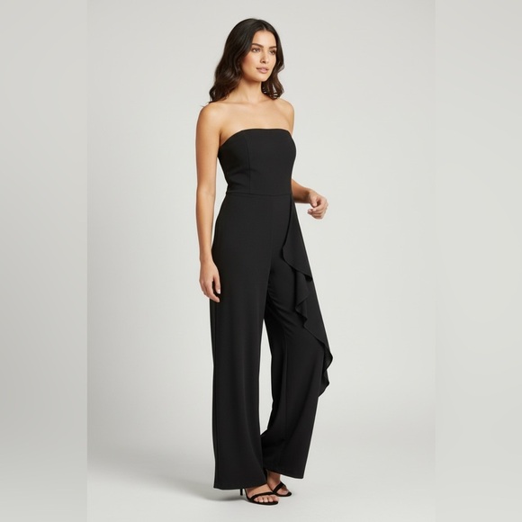 Lulus Pants - LULU’s ladies, black sleeveless jumpsuit, zip up back flowy wide leg medium